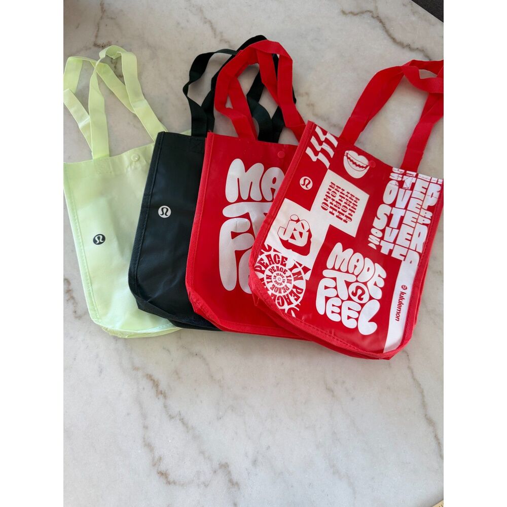 Lululemon Shopping Bag Lot of 4 Small Size Totes Lunch Yoga Reusable
